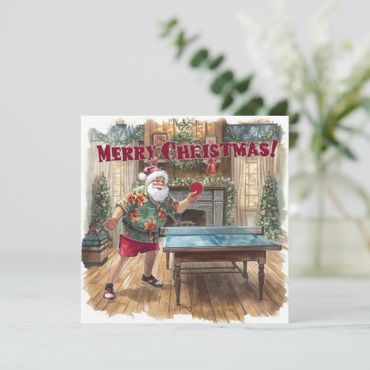 サンタクロース遊がハワイアンのシャツを着てピンポンを打った シーズンカード (スタンド正面)