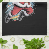 サンタクロース遊のアメリカンフットボールのクリスマス キッチンタオル (折り畳み)