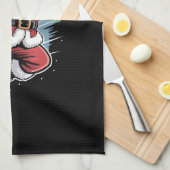 サンタクロース遊のアメリカンフットボールのクリスマス キッチンタオル (四つ折り)