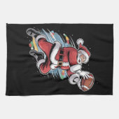 サンタクロース遊のアメリカンフットボールのクリスマス キッチンタオル (横)