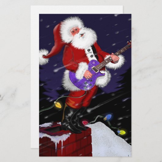 サンタクロース遊のエレキギター 便箋 (正面/裏面)
