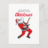 サンタクロース遊のギタークリおもしろいスマス シーズンポストカード (正面)