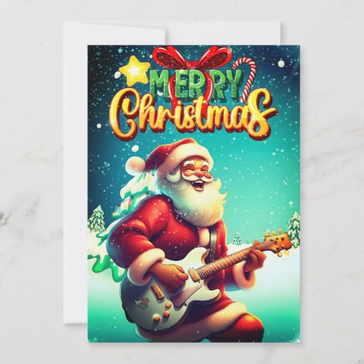 サンタクロース遊のギターヴィンテージメリークリスマス シーズンカード (正面)