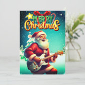 サンタクロース遊のギターヴィンテージメリークリスマス シーズンカード (スタンド正面)