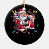 サンタクロース遊のゲームクリスマスゲーマー動画ゲーム セラミックオーナメント (裏面)