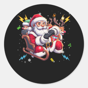 サンタクロース遊のゲームクリスマスゲーマー動画ゲーム ラウンドシール