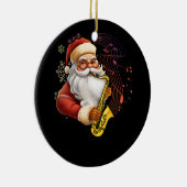 サンタクロース遊のサクソフォンミュージカルミュージシャンChr セラミックオーナメント (右)