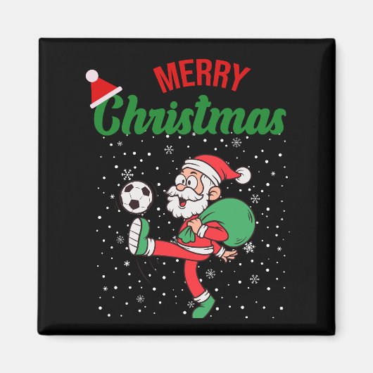 サンタクロース遊のサッカーおもしろいクリスマス マグネット (正面)
