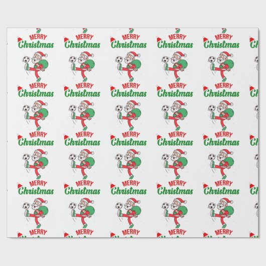 サンタクロース遊のサッカーのクリスマスアニメ ラッピングペーパー (フラット)