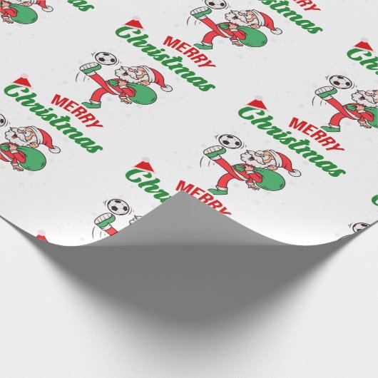 サンタクロース遊のサッカーのクリスマスアニメ ラッピングペーパー (角)