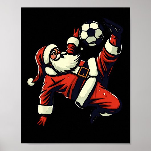 サンタクロース遊のサッカークリスマスクリスマス ポスター (正面)