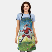サンタクロース遊のサッカークリスマスフィールド エプロン (着用した状態)