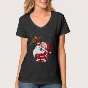サンタクロース遊のトロンボーンおもしろいクリスマス Tシャツ
