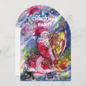 サンタクロース遊のハープクリスマスパーティー招待状 招待状 (正面/裏面)