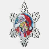 サンタクロース遊のバイオリンミュージカルクリスマス スノーフレークピューターオーナメント (右)