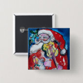 サンタクロース遊のバイオリン、ミュージカルクリスマス 缶バッジ (正面&裏面)