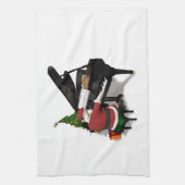 サンタクロース遊のピアノ キッチンタオル (縦)