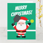 サンタクロース遊のピックボールのビッグクリスマス カード (黄色い花)