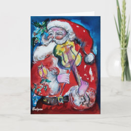 サンタクロース遊のヴァイオリンのクリスマスグリーティング シーズンカード