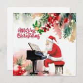 サンタクロース遊はピアノ・メリークリスマス シーズンカード (正面/裏面)