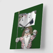 サンタクロース遊ラブズトランプのポーカー スクエア壁時計 (傾斜)