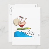 サンタクロース運の彼の袋のサーフィン シーズンポストカード (正面/裏面)