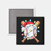 サンタクロース野球選手サンタ帽子男性少年クリスマス マグネット (正面/裏面)