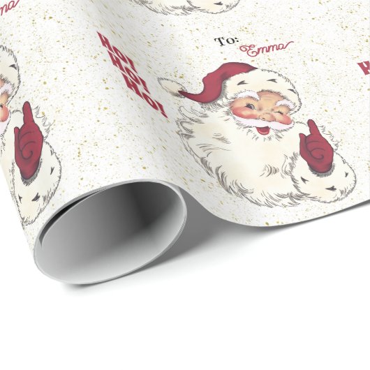 サンタクロース金ゴールドグリッターパーソナライズされたクリスマス ラッピングペーパー (ロールコーナー)