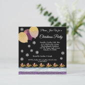 サンタクロース金ゴールドグリッターパーティーバルーズクリスマス 招待状 (スタンド正面)