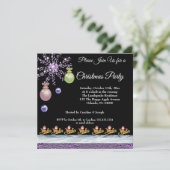 サンタクロース金ゴールド、アメジスト&氷の雪&フォイル 招待状 (スタンド正面)