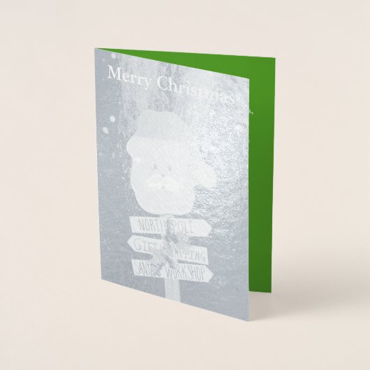 サンタクロース銀箔クリスマスカード 箔カード (正面)