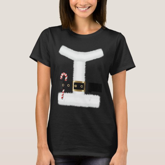 サンタクロース隋ベルトのコスチュームおもしろい・クリスマス Tシャツ (正面)