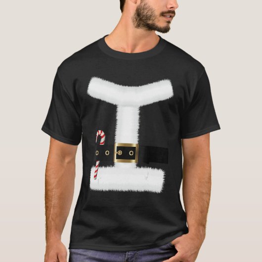 サンタクロース隋ベルトのコスチュームおもしろい・クリスマス Tシャツ (正面)