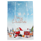 サンタクロース雪だるまメリークリスマスホリデーメディウ ミディアムペーパーバッグ (裏面)