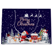 サンタクロース雪だるまメリークリスマスホリデーメディウ ラージペーパーバッグ (正面)