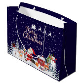 サンタクロース雪だるまメリークリスマスホリデーメディウ ラージペーパーバッグ (裏面アングル)