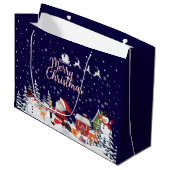 サンタクロース雪だるまメリークリスマスホリデーメディウ ラージペーパーバッグ (正面アングル)