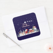 サンタクロース雪だるまメリークリスマスホリデー スクエアシール (封筒)