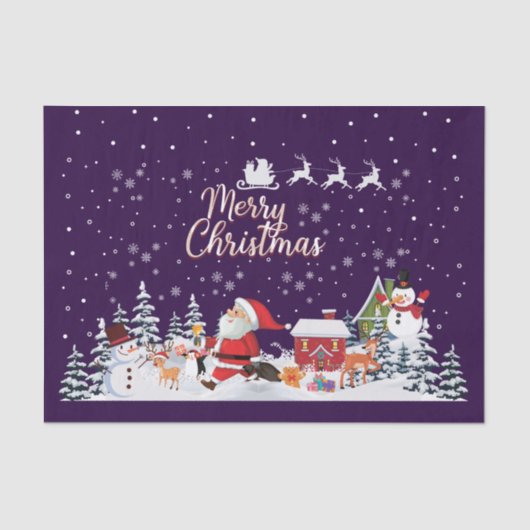 サンタクロース雪だるまメリークリスマスホリデー 薄葉紙 (正面)