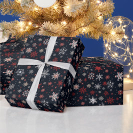 サンタクロース雪の結晶クリスマスプレゼントラップ ラッピングペーパー