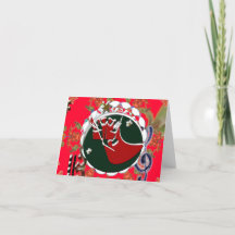 サンタクロース靴下レッド折り畳みサンキューカード