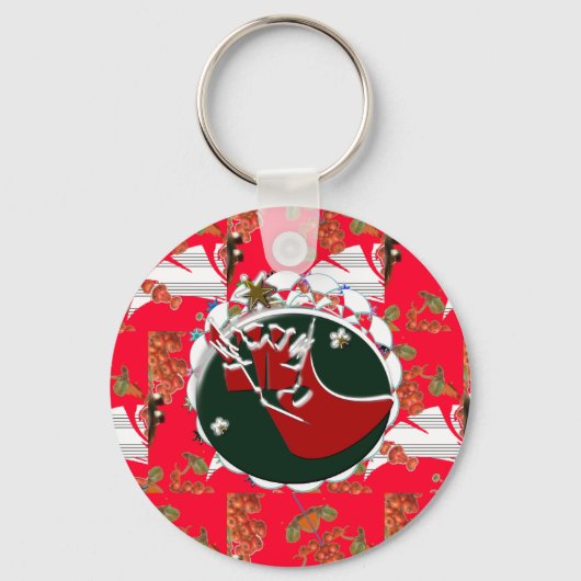 サンタクロース靴下レッド キーホルダー (正面)