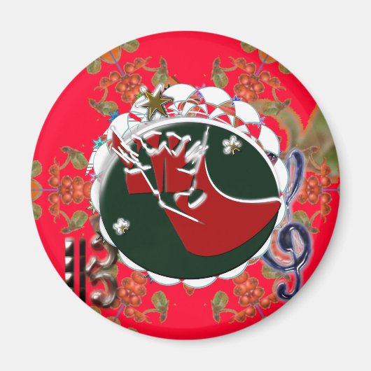 サンタクロース靴下レッド マグネット (正面)