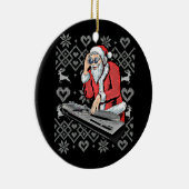 サンタクロース音楽DJ醜いクリスマスタッキークリスマス セラミックオーナメント (右)