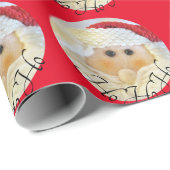 サンタクロース顔かわいいホーホーホーホーホレッドクリスマス ラッピングペーパー (ロールコーナー)