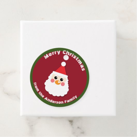 サンタクロース顔オンレッドメリークリスマス フェイバータグ (インサイチュ)