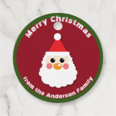 サンタクロース顔オンレッドメリークリスマス フェイバータグ (正面)