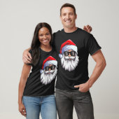 サンタクロース顔サングラスと帽子ひげクリスチム Tシャツ (ユニセックス)