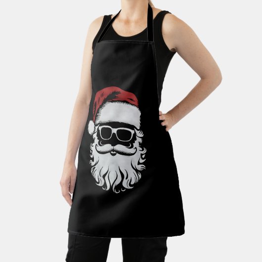 サンタクロース顔サングラス帽子ひげのクリスマス エプロン (インサイチュ)