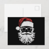 サンタクロース顔サングラス帽子ひげのクリスマス シーズンポストカード (正面/裏面)